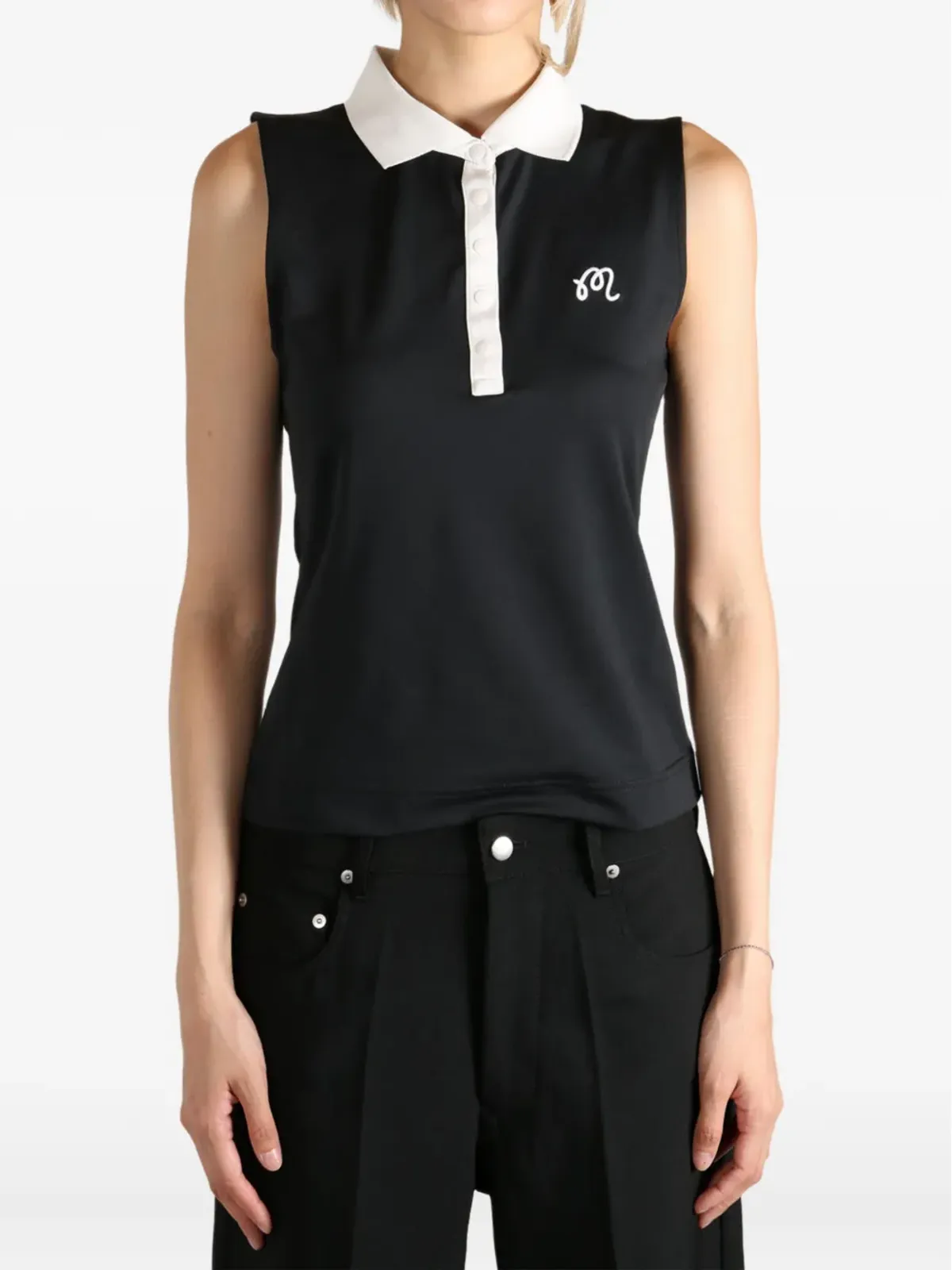 Malbon Golf Claudia sleeveless embroidered polo top - 画像2