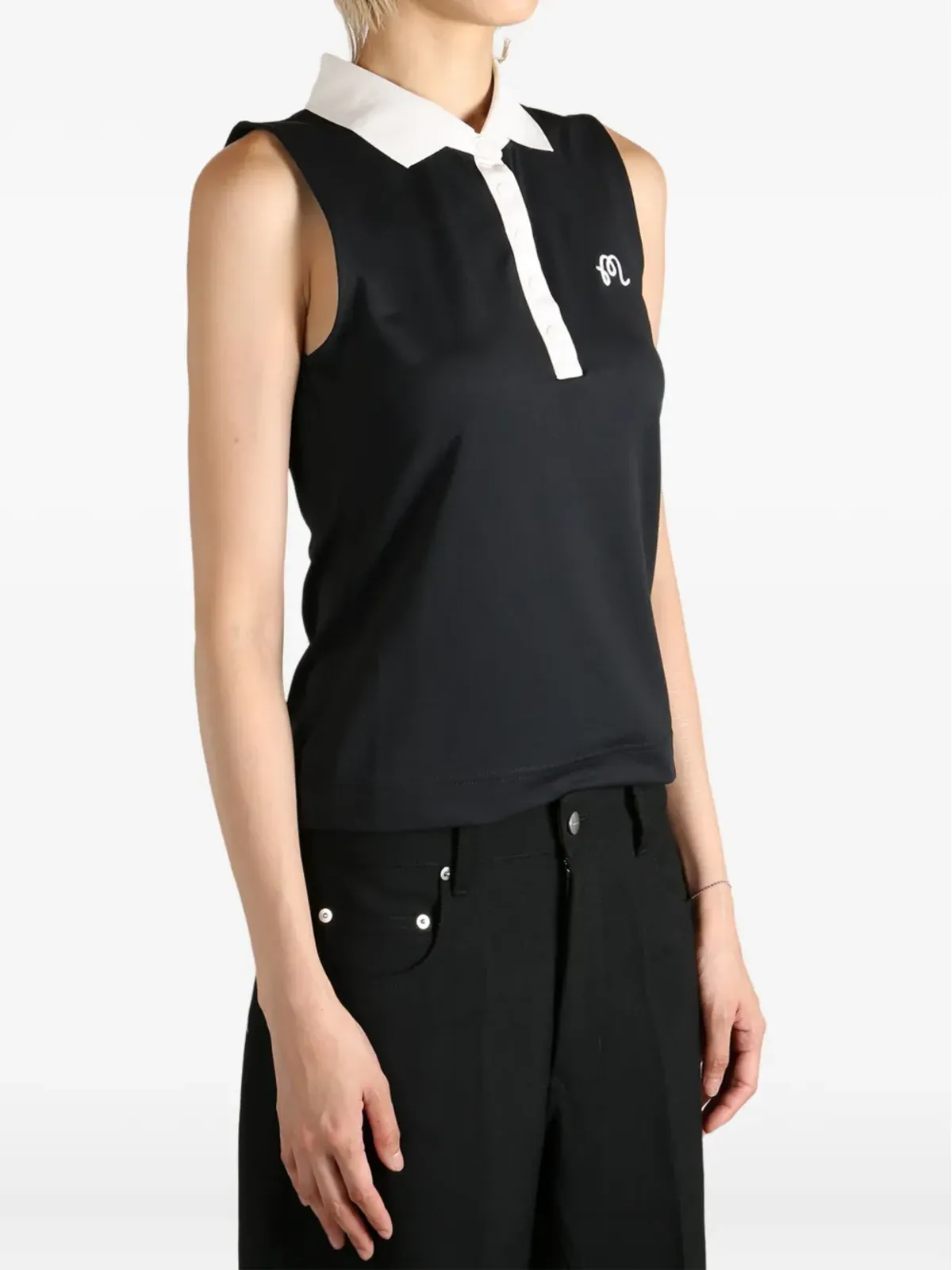 Malbon Golf Claudia sleeveless embroidered polo top - 画像3