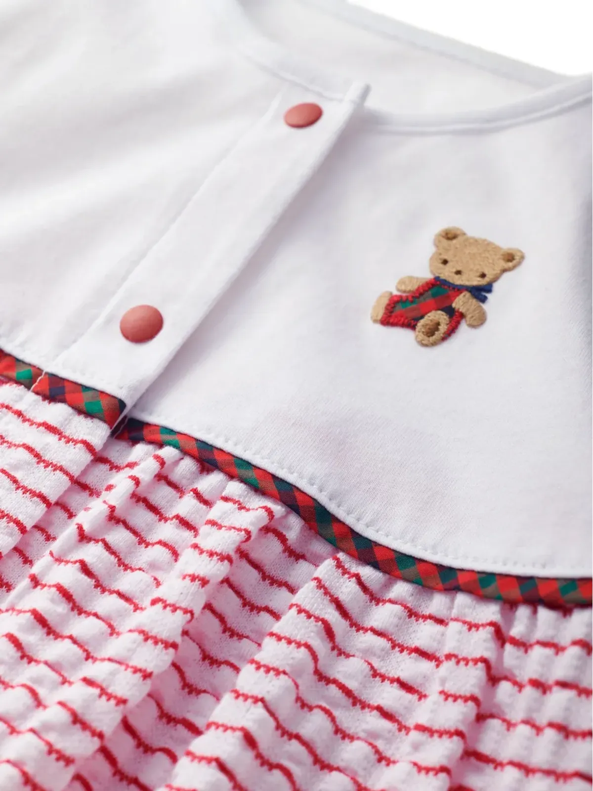 familiar ベア刺繍ストライプロンパース - 画像3