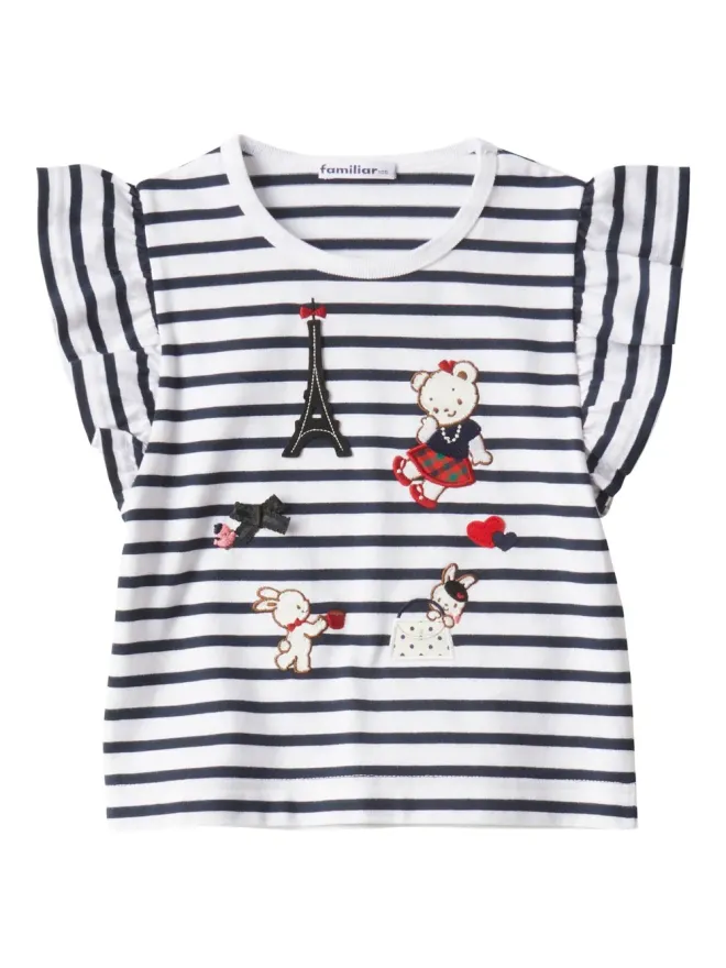 familiar familiar ストライプ柄フリルTシャツの商品画像