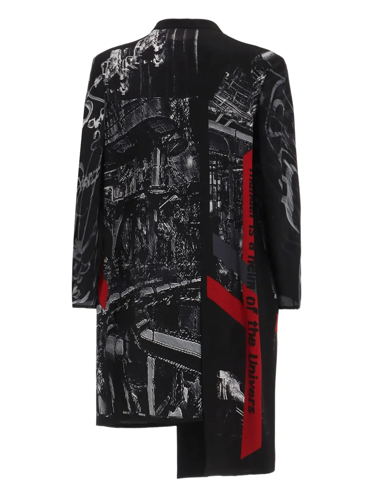 Yohji Yamamoto サンダー アシンメトリック プリント コート - 画像2