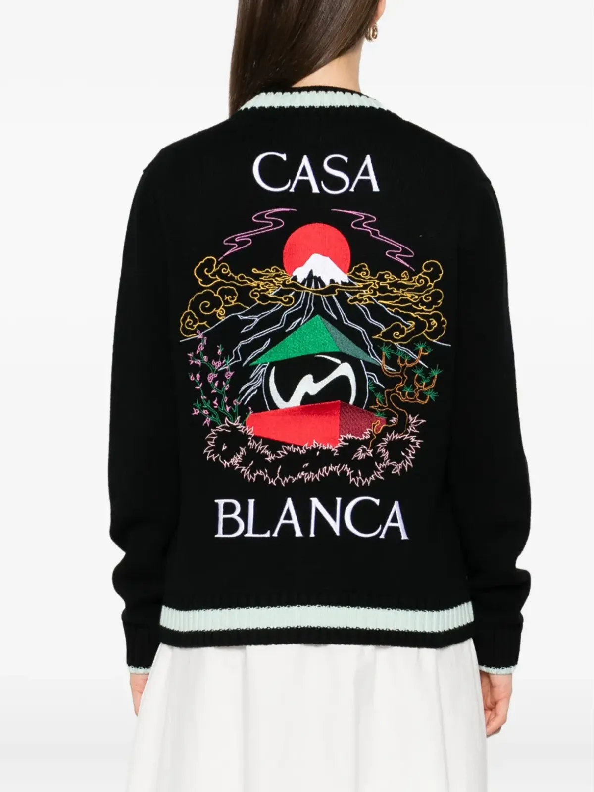 Casablanca 刺繍パネルカーディガン（ブラック） - 画像4
