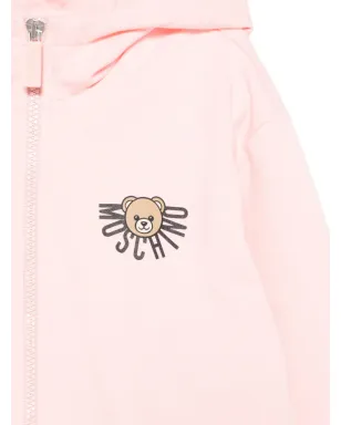 Moschino Kids テディプリント ジップアップフーディー - ピンク - サムネイル3