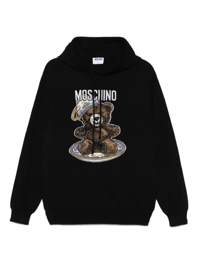 Moschino Moschino Teddy Bear-intarsia hoodie - Blackの商品画像