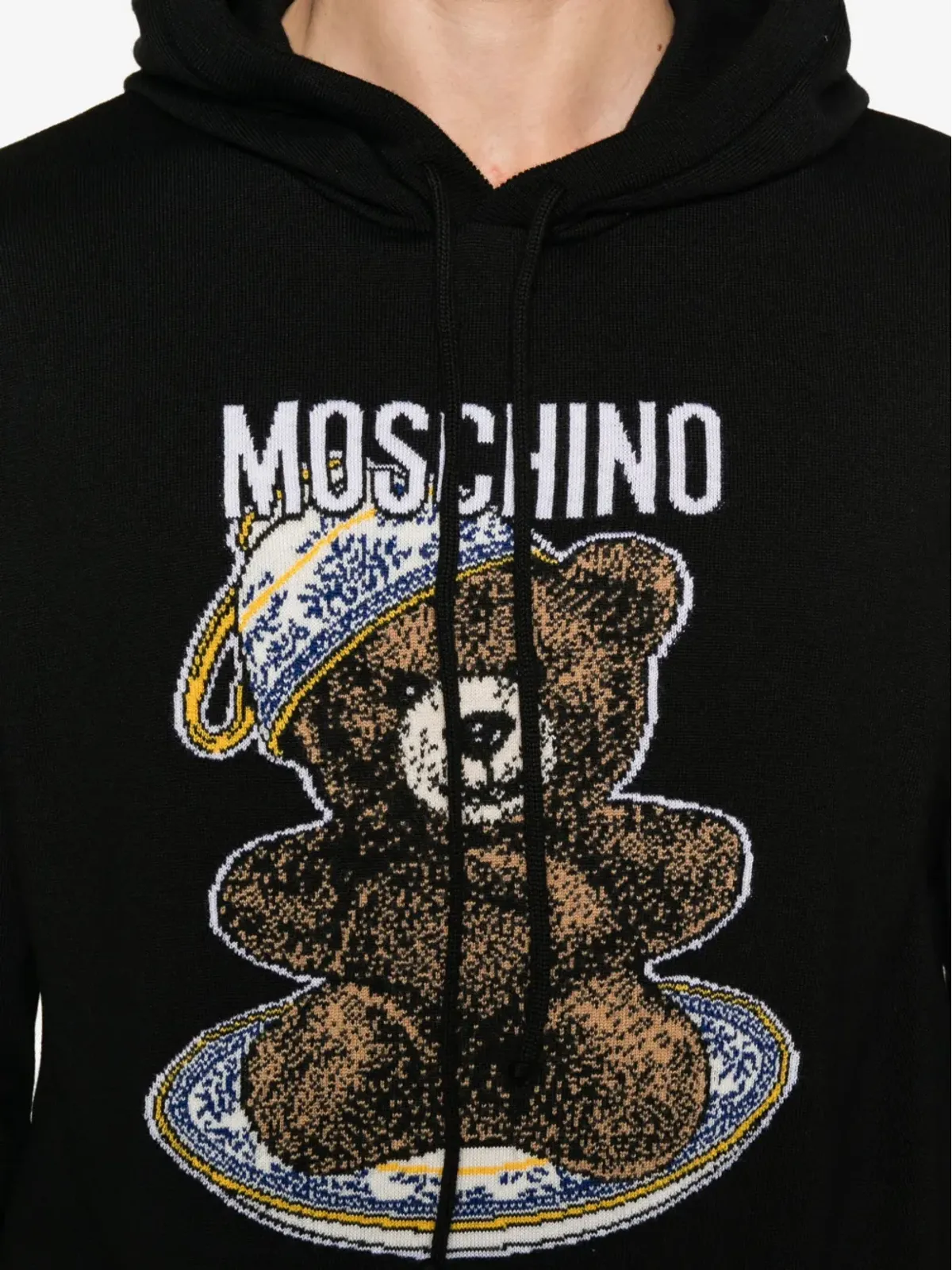 Moschino Teddy Bear-intarsia hoodie - Black - 画像5