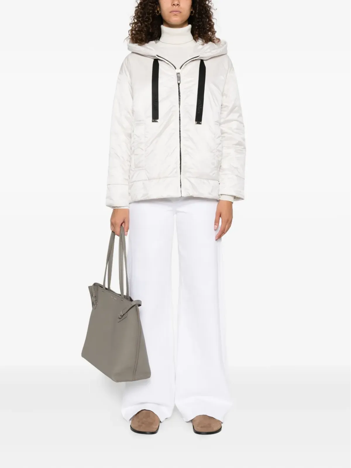 Max Mara グリーンのフード付きパディッドジャケット - 画像2