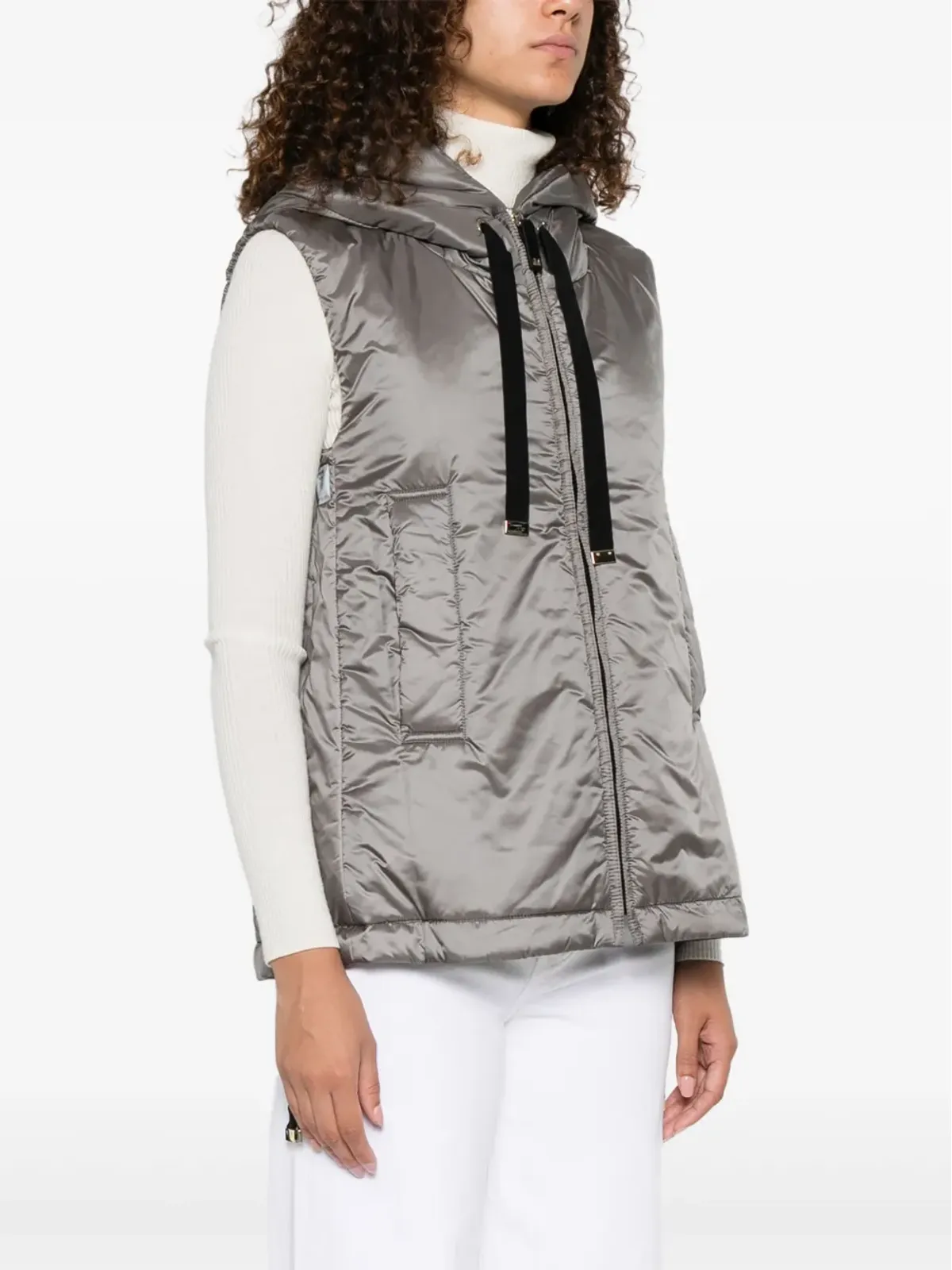 Max Mara Greengo フード付きジップフロントジレ - 画像3