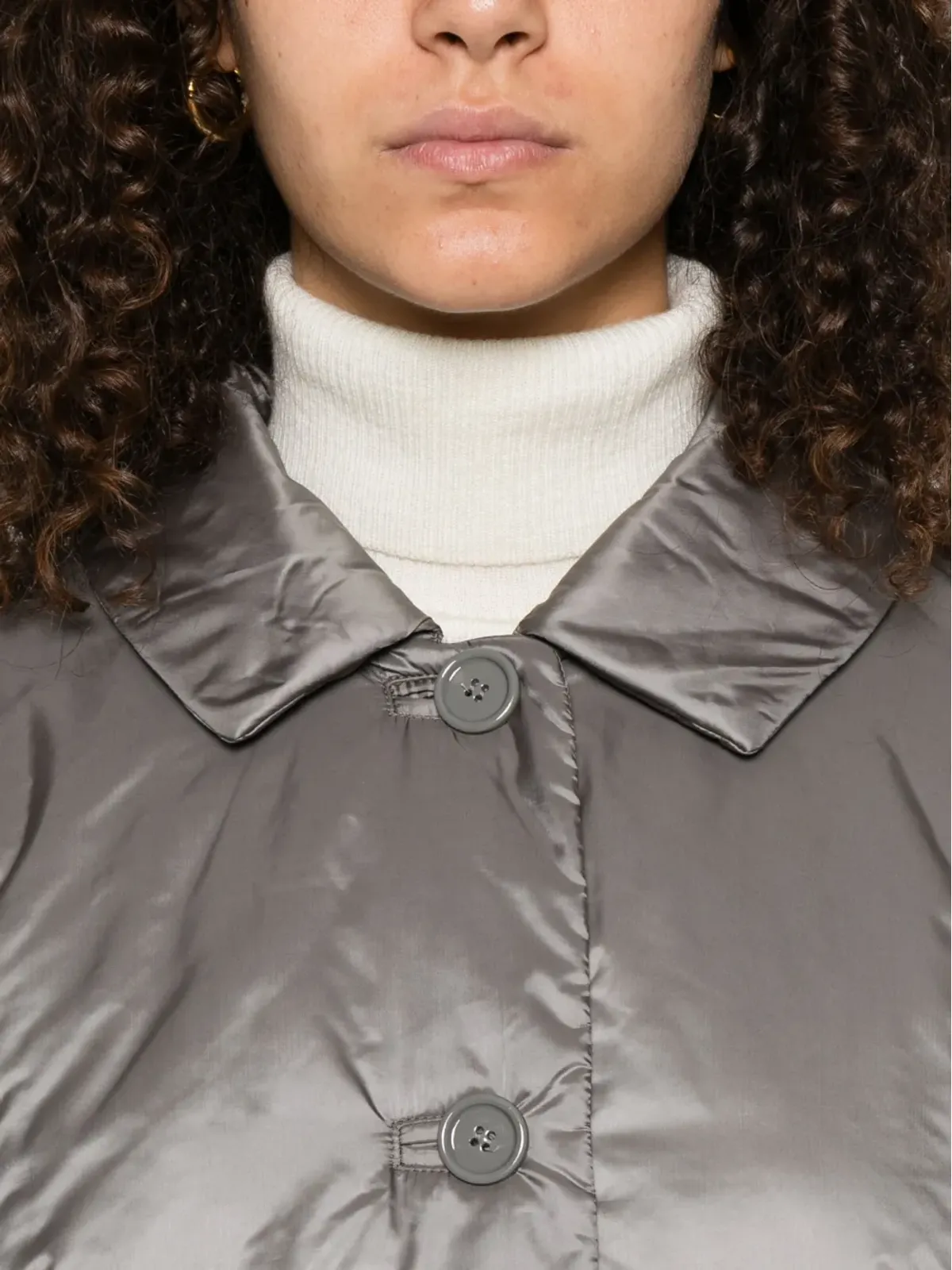 Max Mara グレーのパディッドボタンジャケット - 画像5