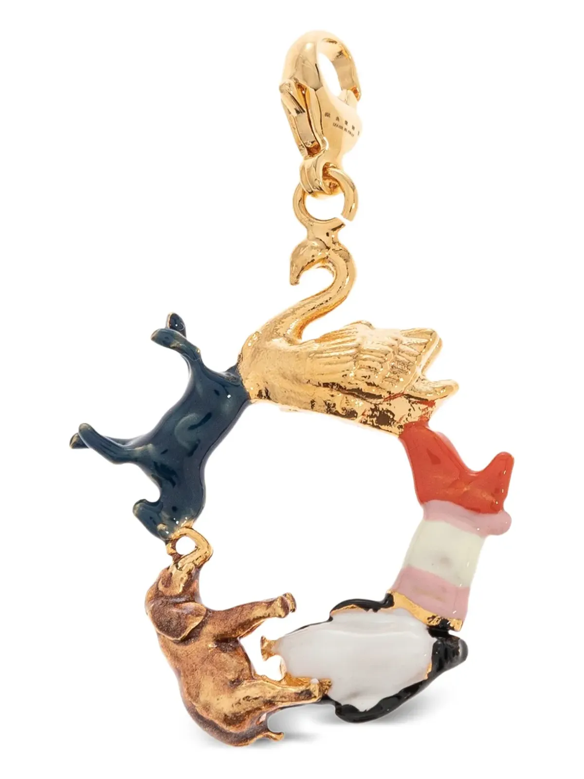 Marni Alphabet O animal-circle pendant - Gold - 画像1