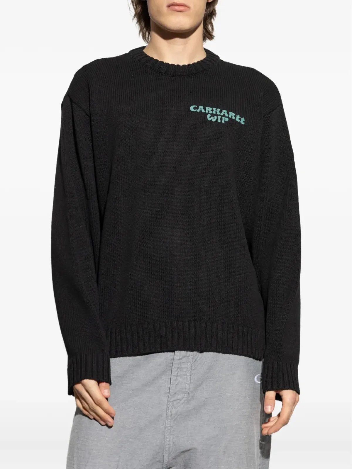 Carhartt WIP ロゴ刺繍リブニットセーター - ブラック - 画像3