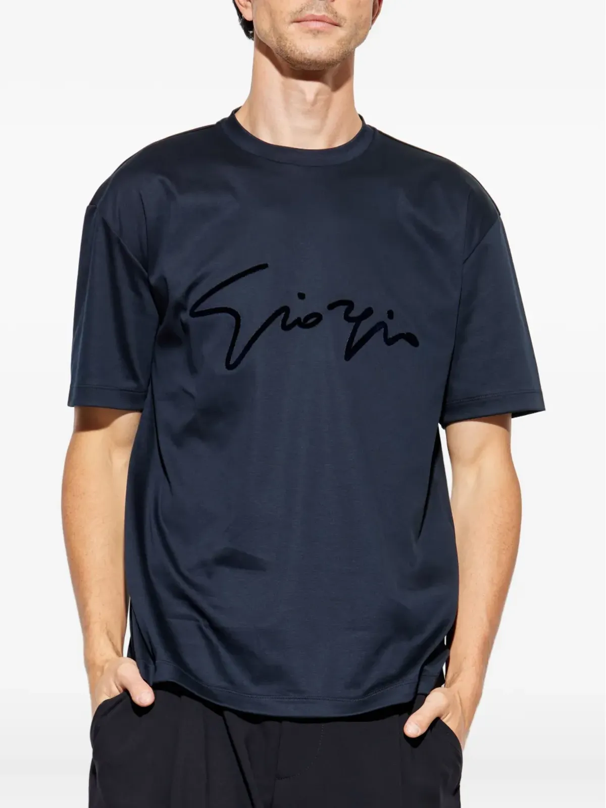 Giorgio Armani サイン刺繍コットンTシャツ - 画像3