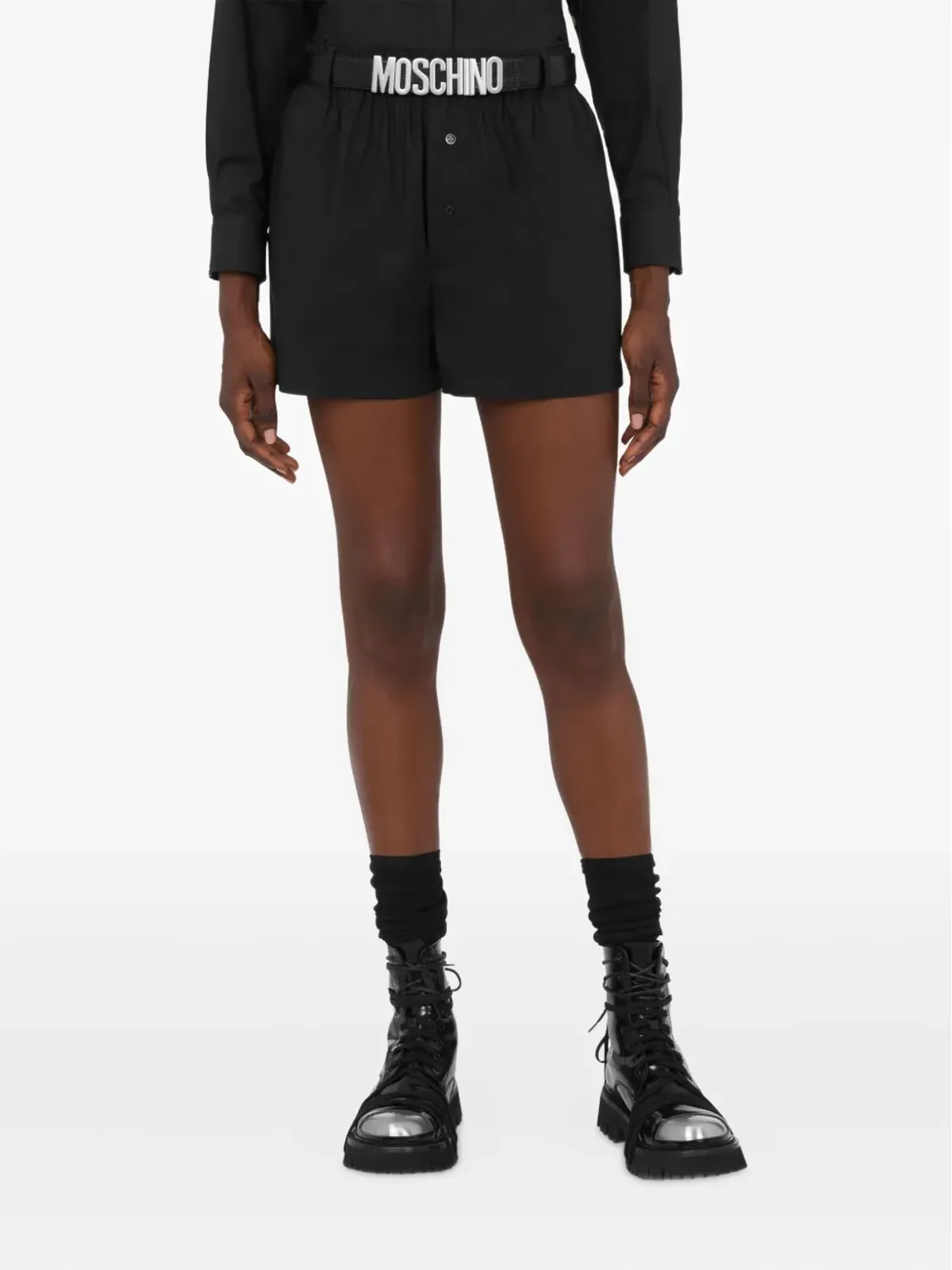 Moschino ボタン留めコットンショーツ - ブラック - 画像3