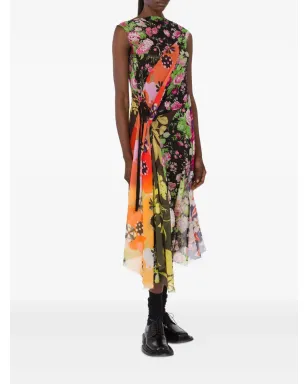 Moschino 花柄プリント アシンメトリードレス ブラック - サムネイル2