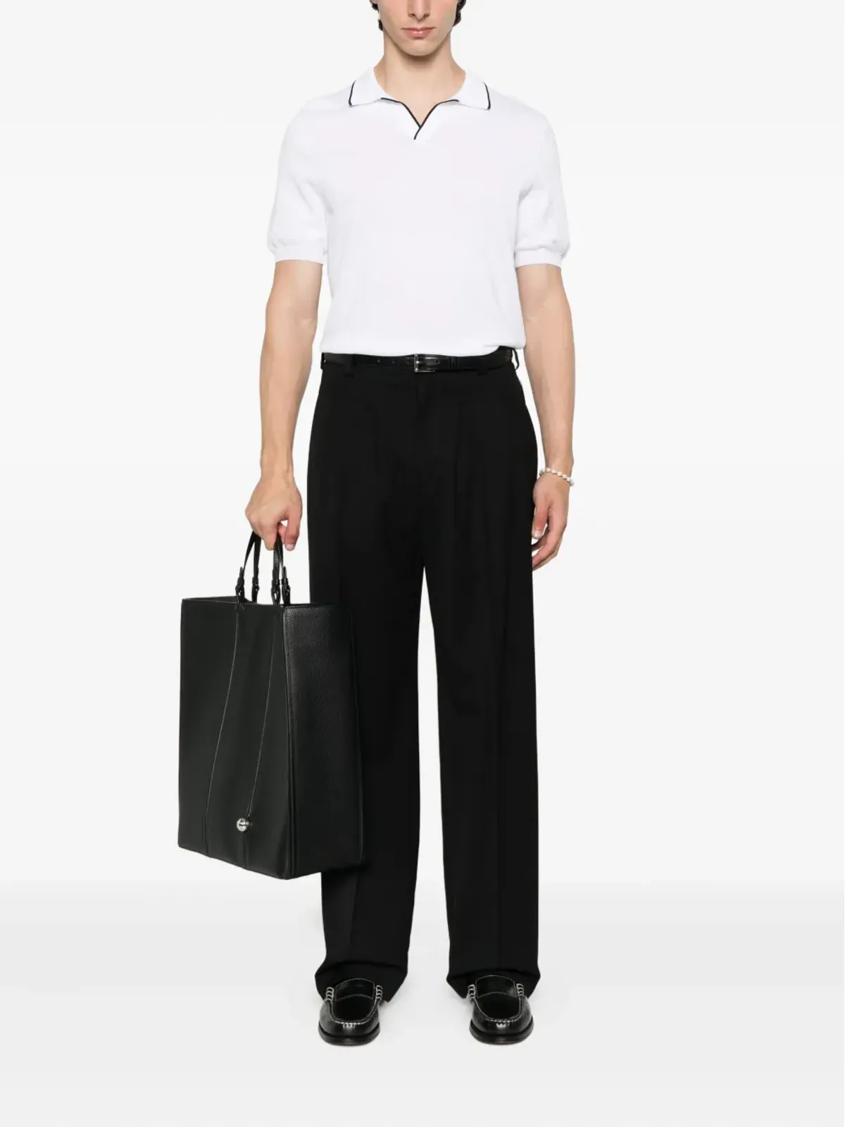 Gran Sasso 編み込み襟のポロTシャツ - White - 画像2