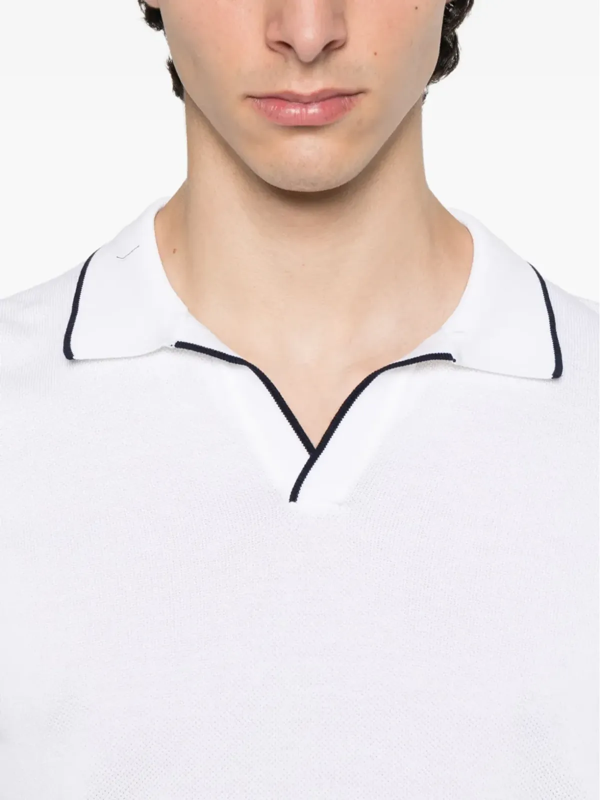 Gran Sasso 編み込み襟のポロTシャツ - White - 画像4