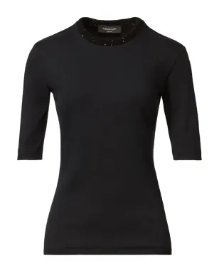 Fabiana Filippi エンベリッシュドネックライン半袖トップス - Blue - サムネイル1
