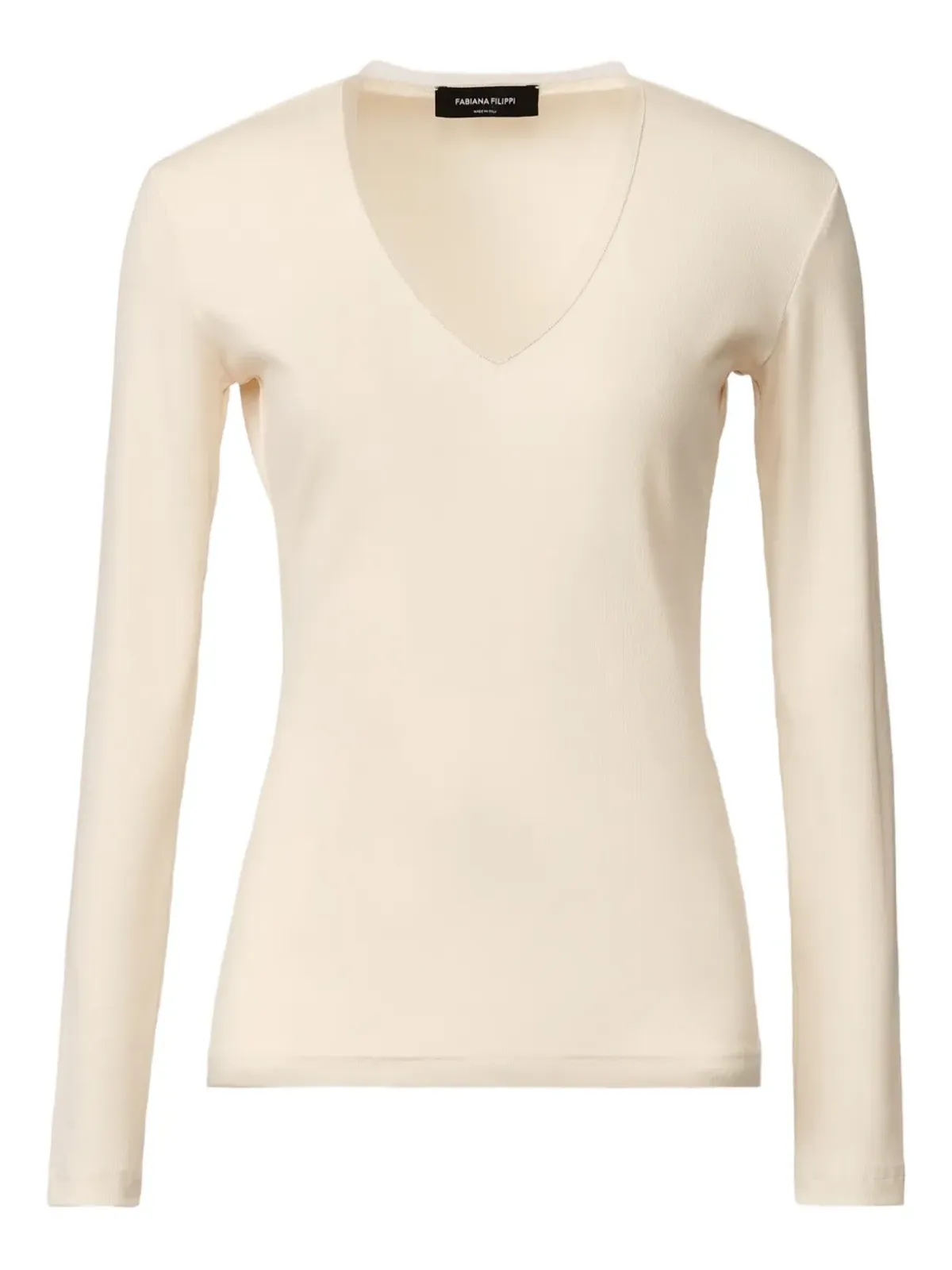 Fabiana Filippi Vネックリブ編みTシャツ - 画像1