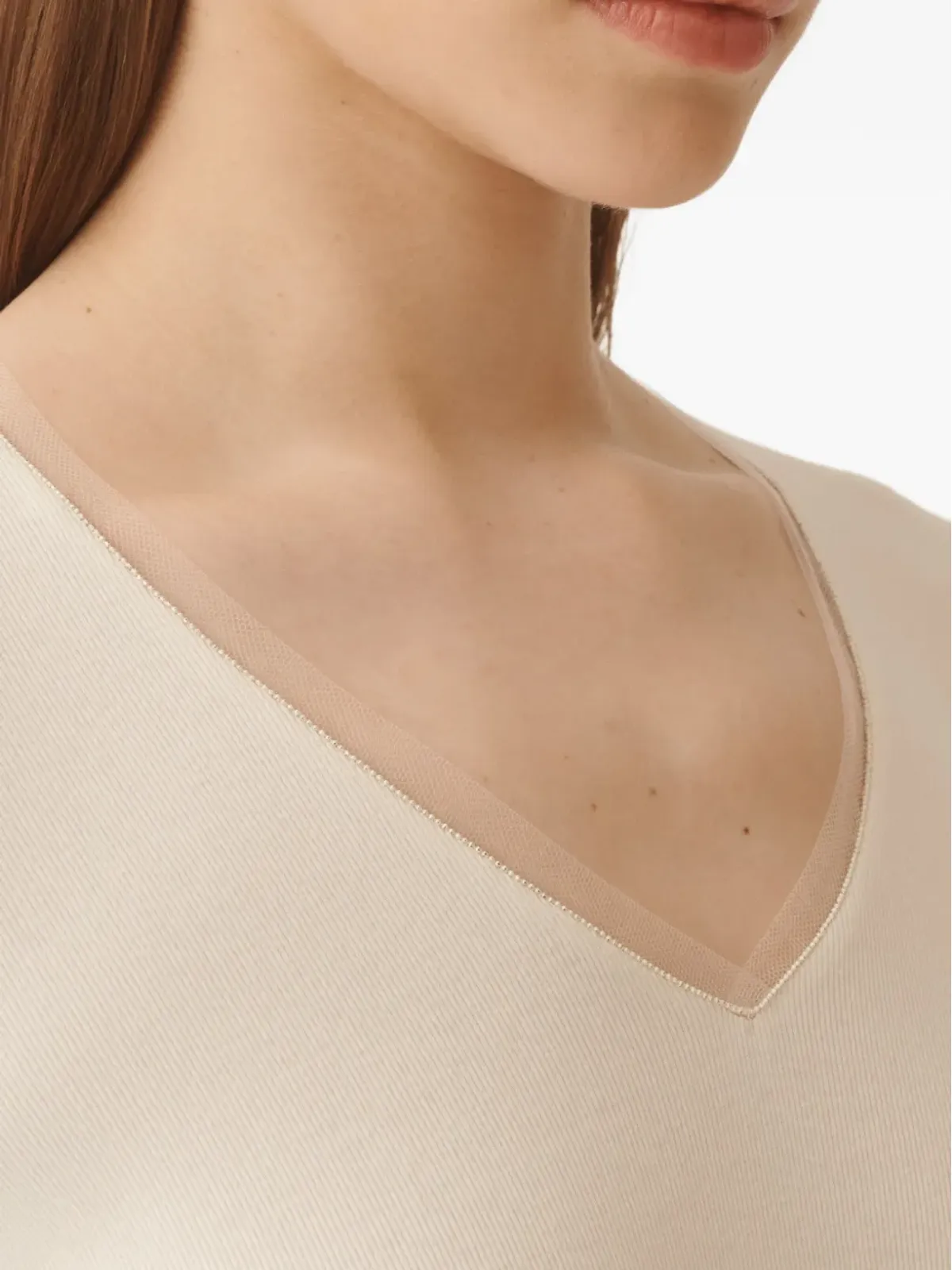 Fabiana Filippi Vネックリブ編みTシャツ - 画像5