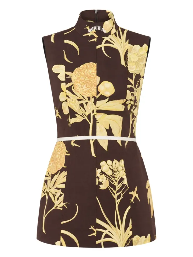 Moschino Moschino 花柄プリント ハイネック ドレス ブラウンの商品画像