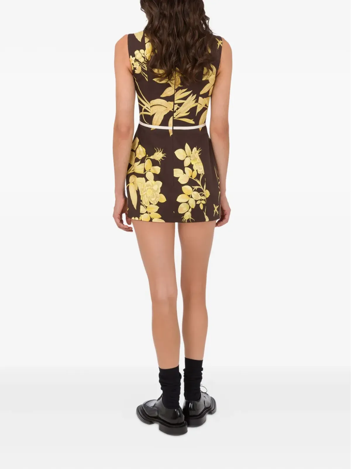 Moschino 花柄プリント ハイネック ドレス ブラウン - 画像3
