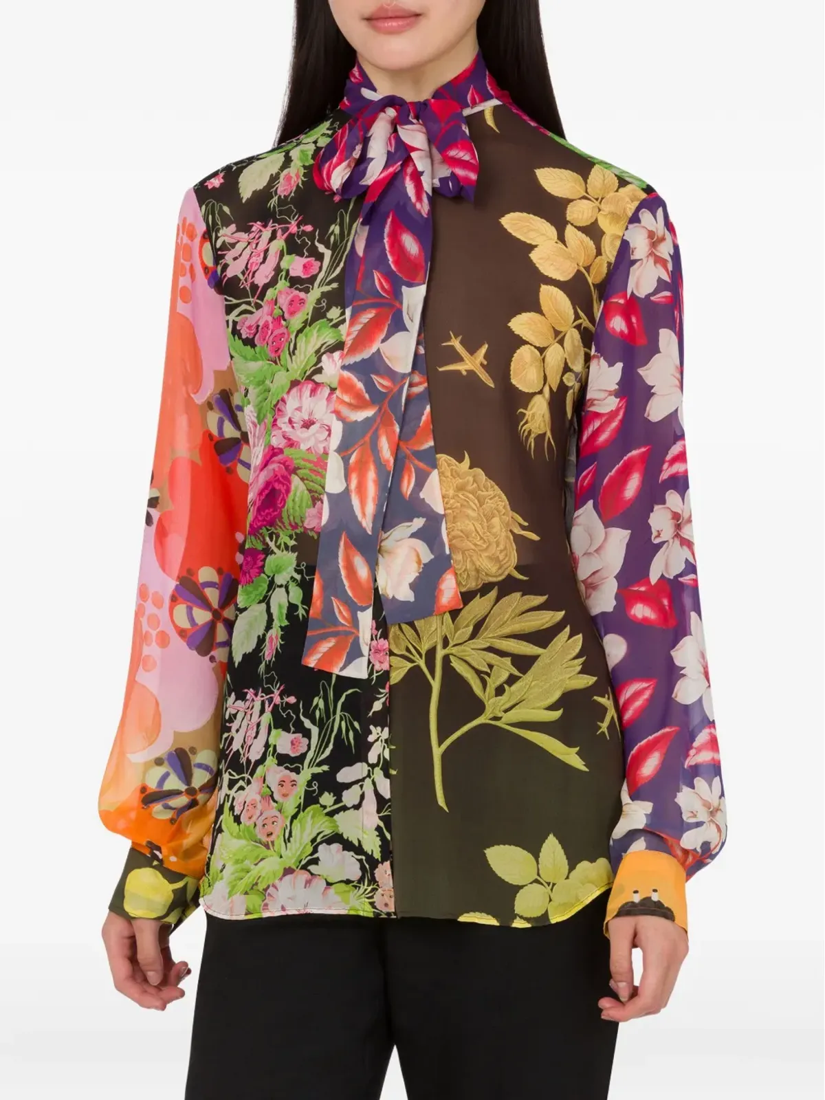 Moschino 花柄プリント シルク ブラウス - 画像3