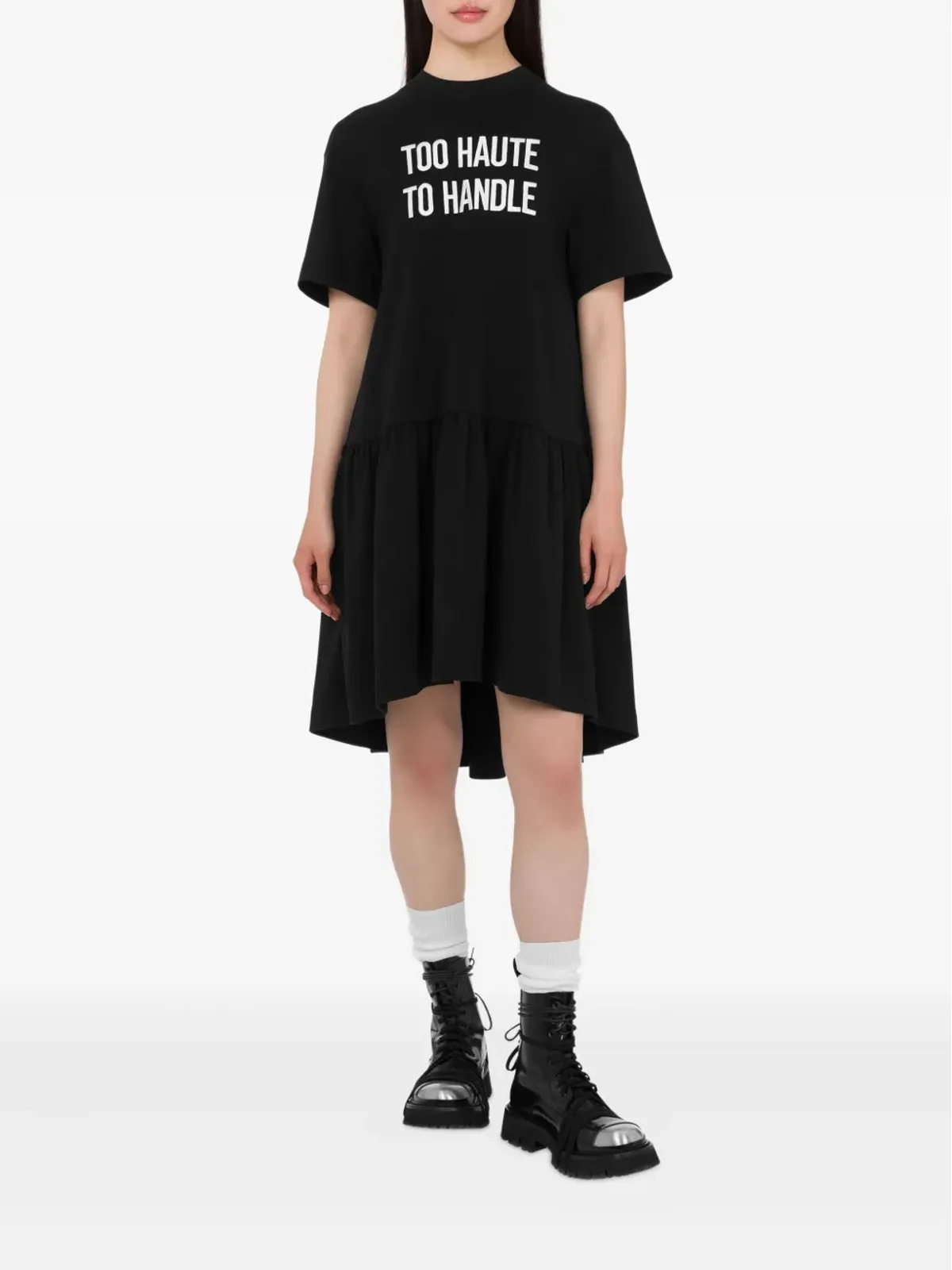 Moschino コットン ティアード ミニ デイドレス ブラック - 画像2