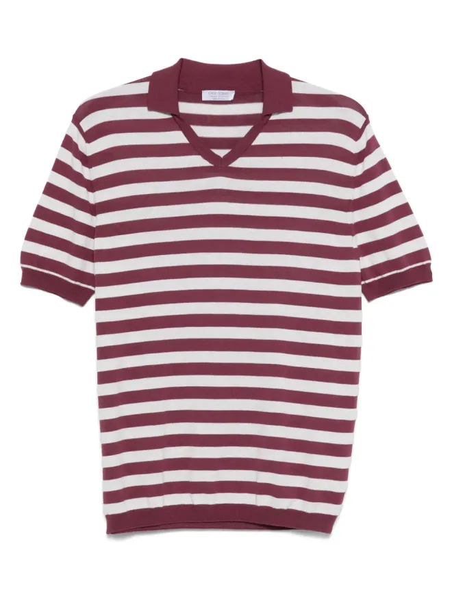 Gran Sasso Gran Sasso ストライプ ポロネック Tシャツ（レッド）の商品画像