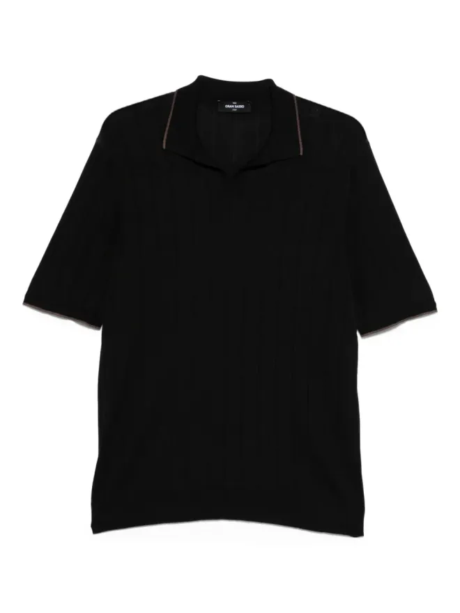 Gran Sasso Gran Sasso リブ編みポロTシャツ - ブラックの商品画像