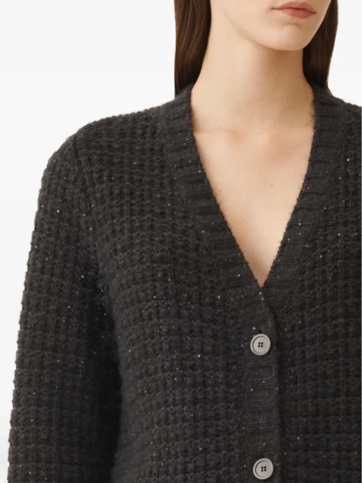 Fabiana Filippi スパンコール付きワッフルニットカーディガン - Grey - 画像5