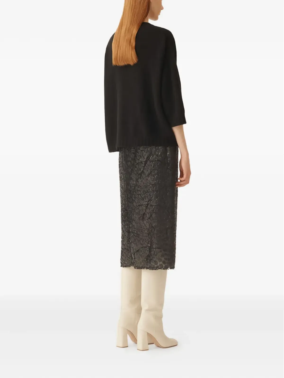 Fabiana Filippi boxy half-sleeve jumper - Black - 画像3