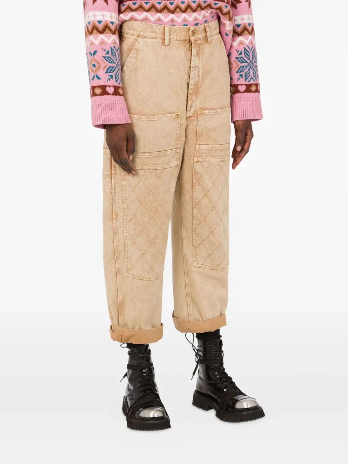 Moschino ベージュのキルティングポケットパンツ - 画像3