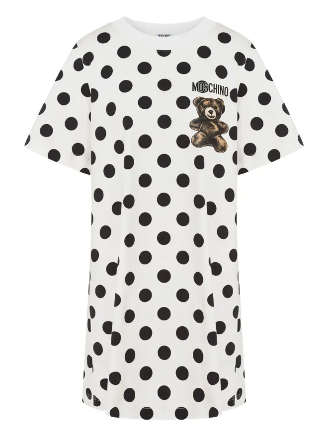Moschino Moschino polka-dot teddy mini day dress - Whiteの商品画像