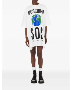 Moschino globe-print T-shirt mini day dress - White - サムネイル1