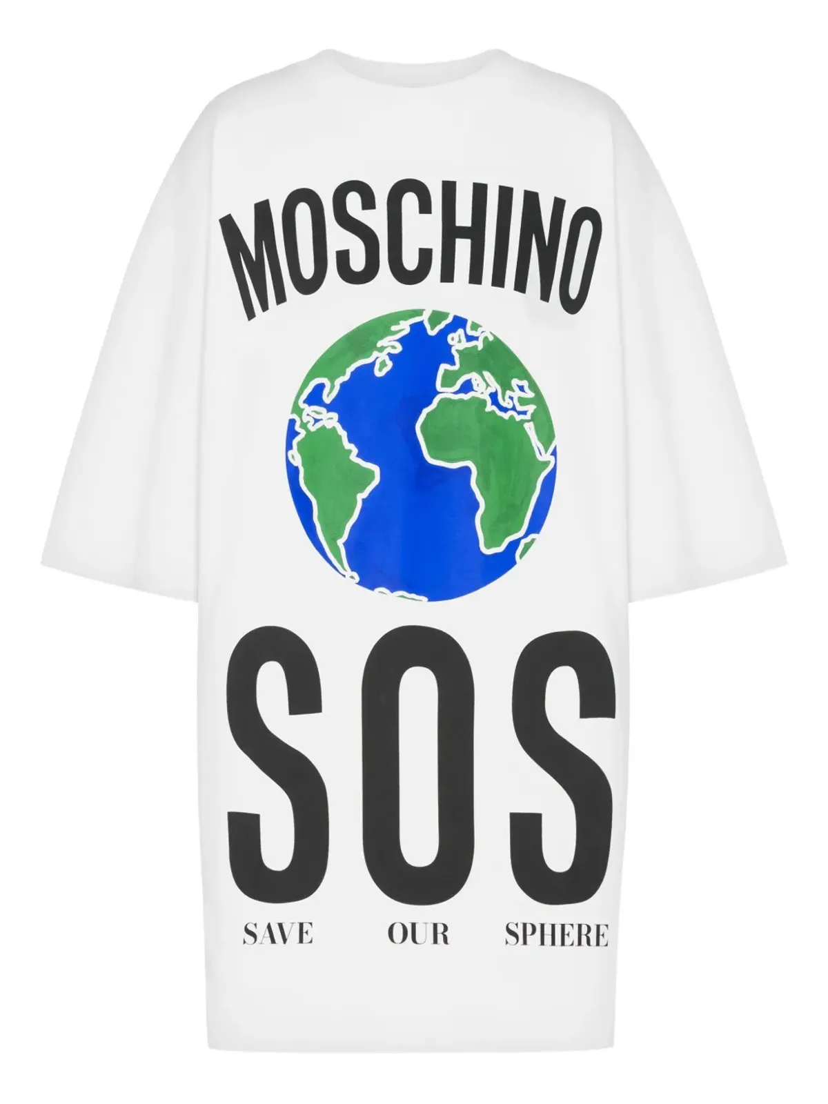 Moschino globe-print T-shirt mini day dress - White - 画像3