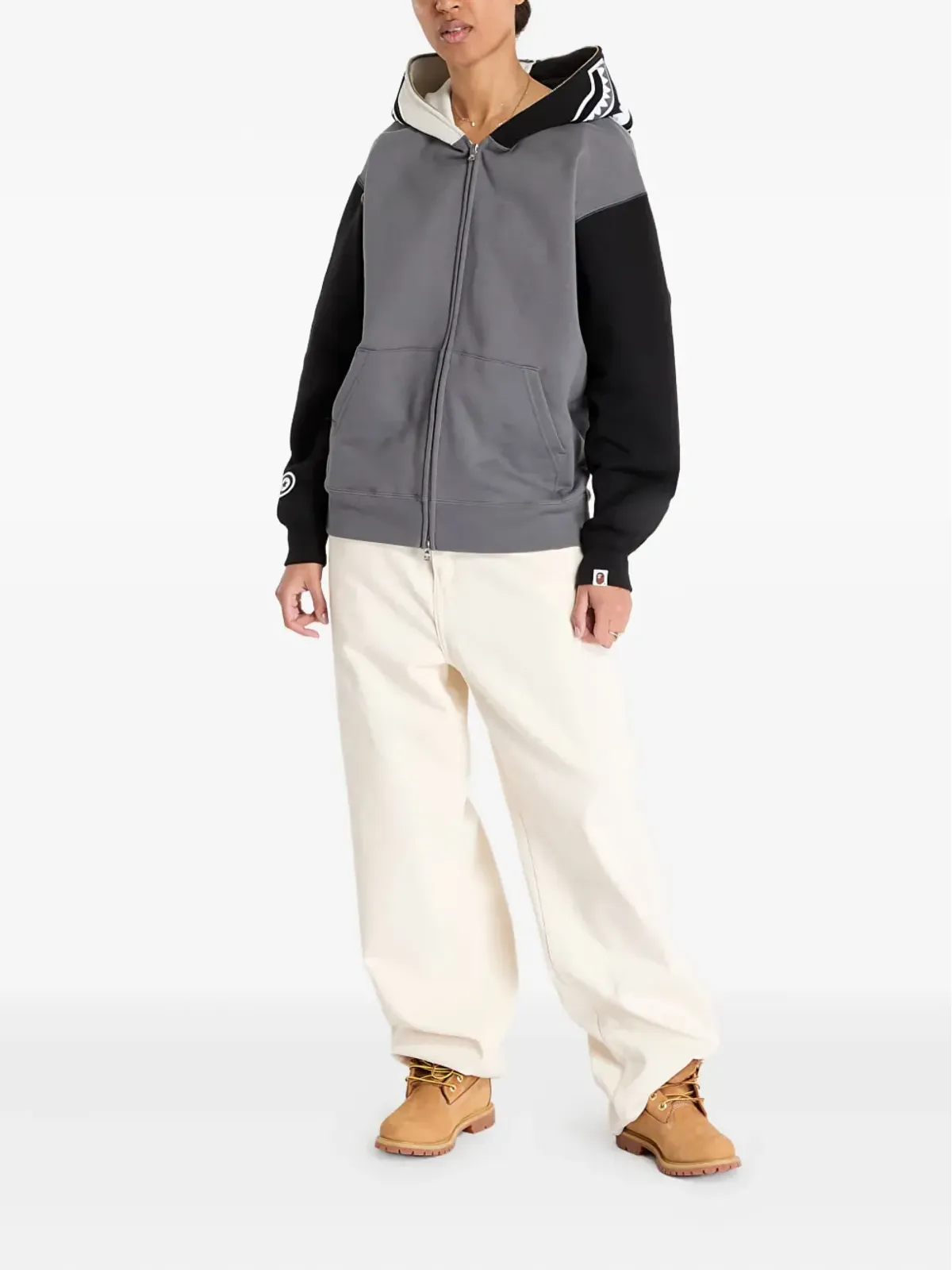 A BATHING APE® シャーク柄ジップアップフーディー - グレー - 画像2