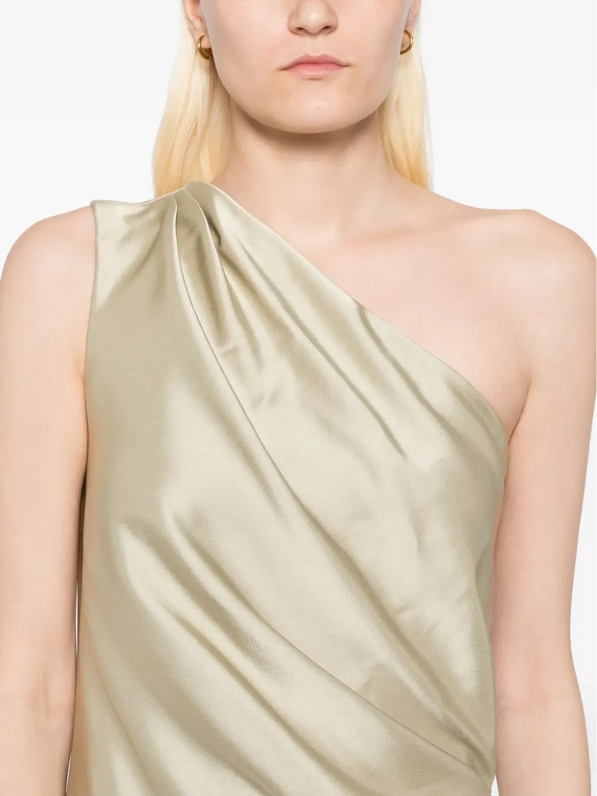 Amsale Satin one-shoulder dress - Gold - 画像5