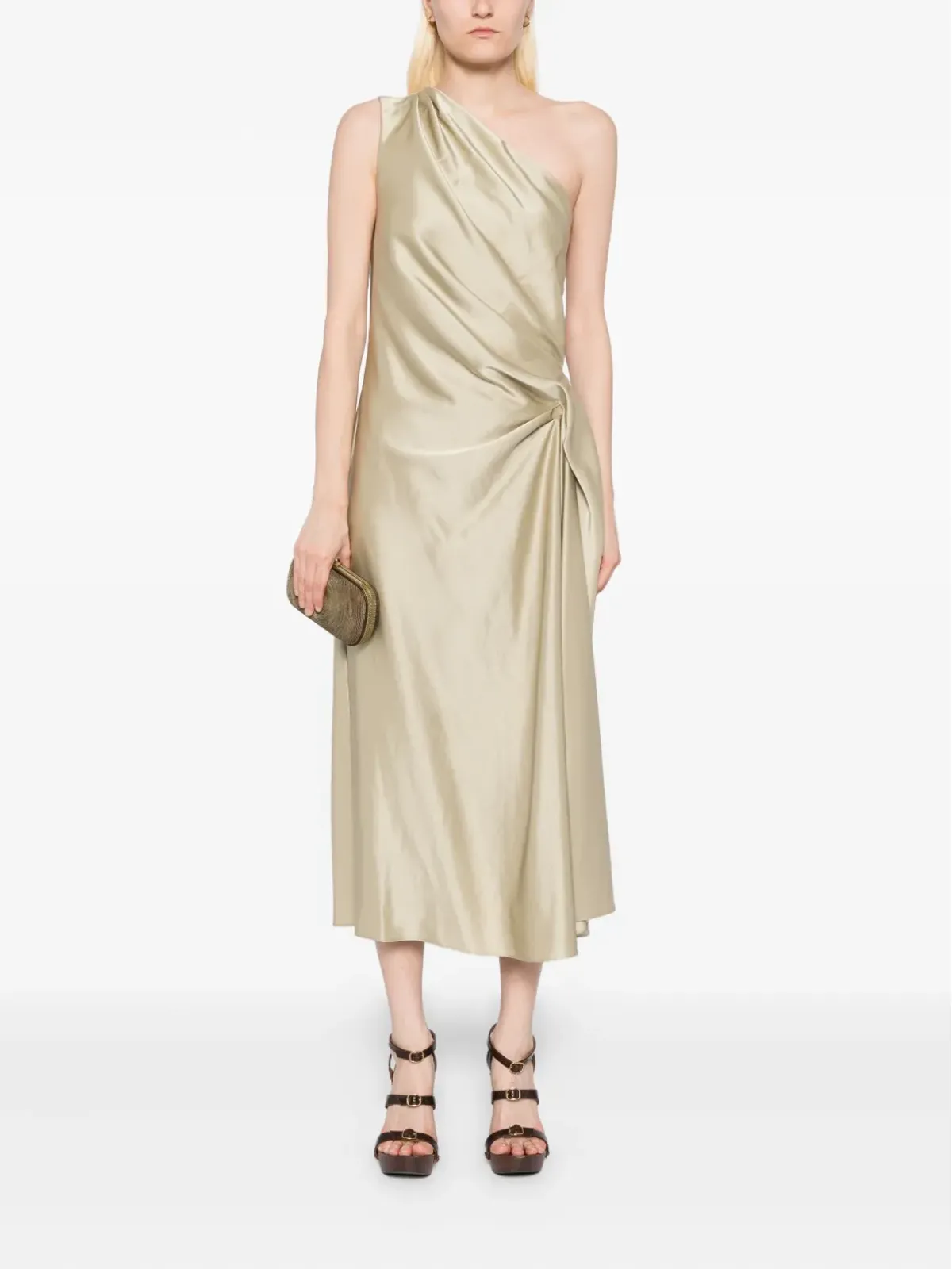 Amsale Satin one-shoulder dress - Gold - 画像2