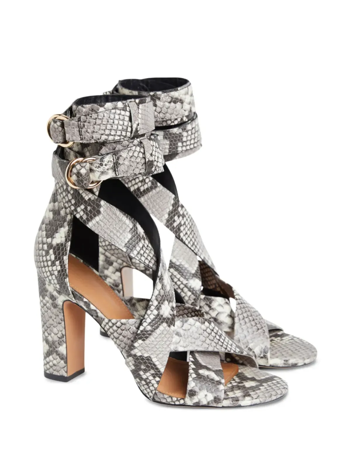 Cynthia Rowley セシー・スネークスキン ラップアラウンド ヒールサンダル - 画像2
