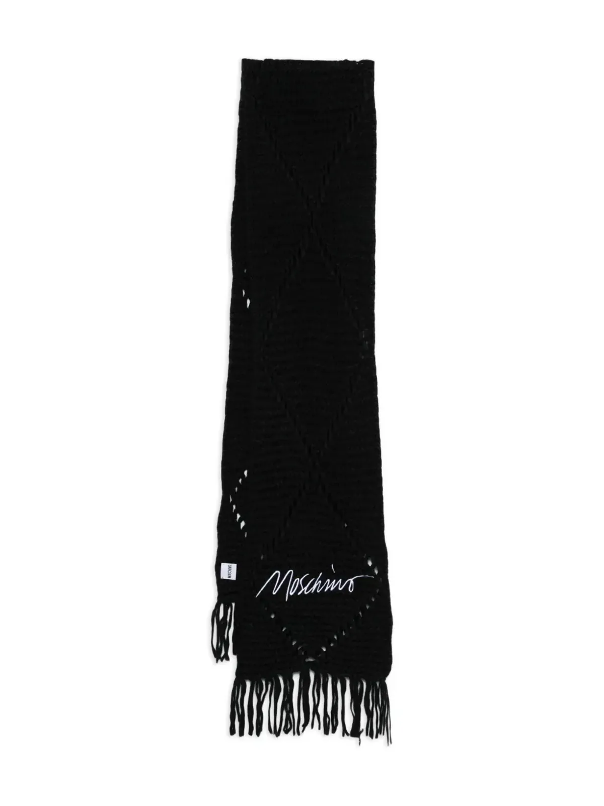 Moschino ロゴフリンジスカーフ ブラック - 画像1