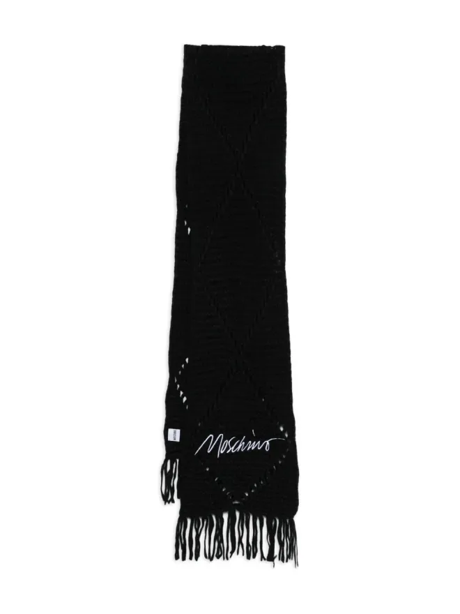 Moschino Moschino ロゴフリンジスカーフ ブラックの商品画像