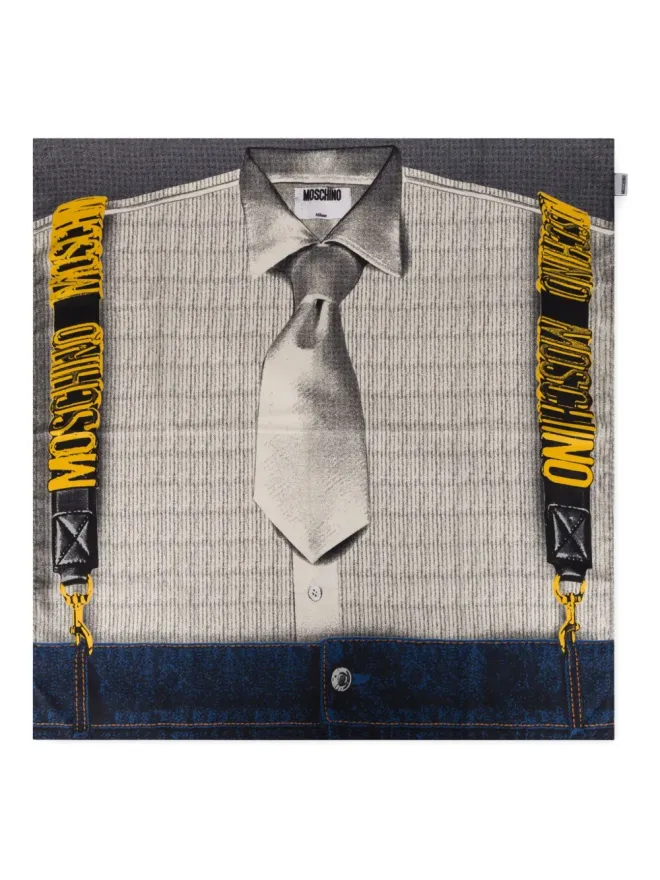 Moschino Moschino シャツプリント シルクスカーフ ホワイトの商品画像