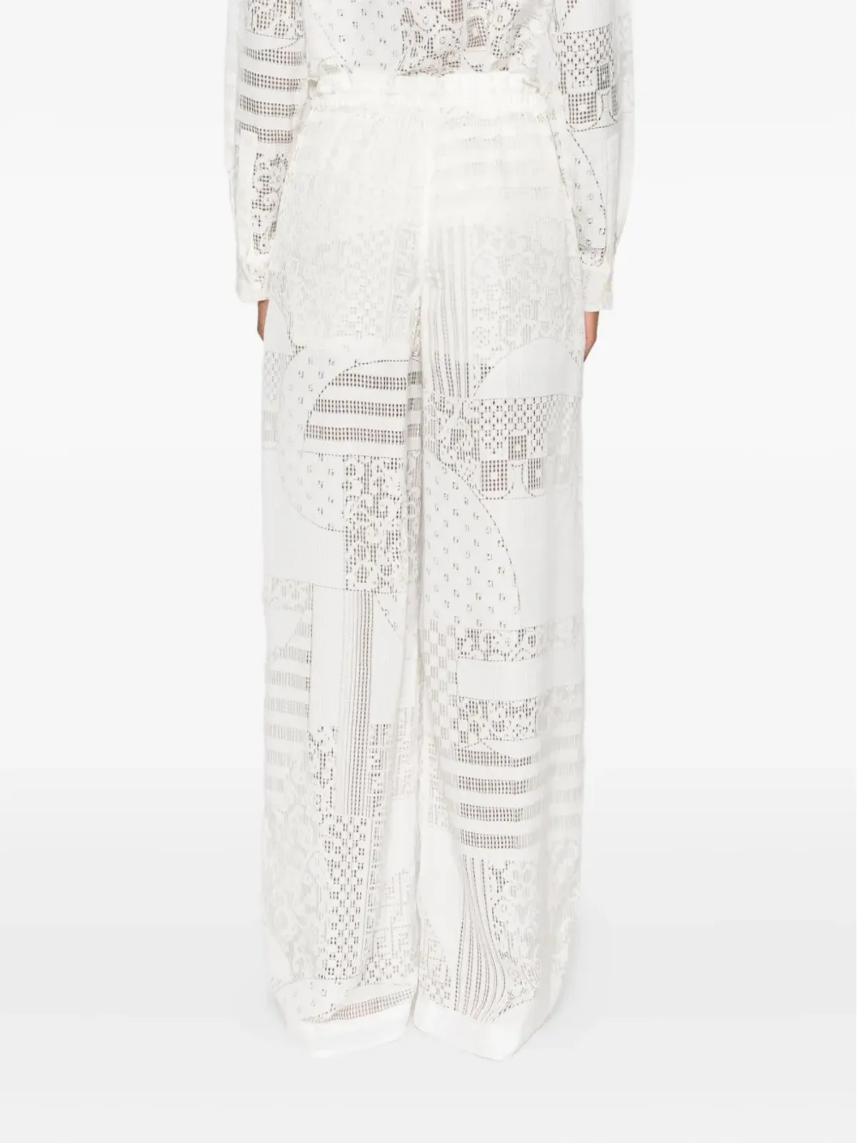 FENDI lace-panel trousers - White - 画像4