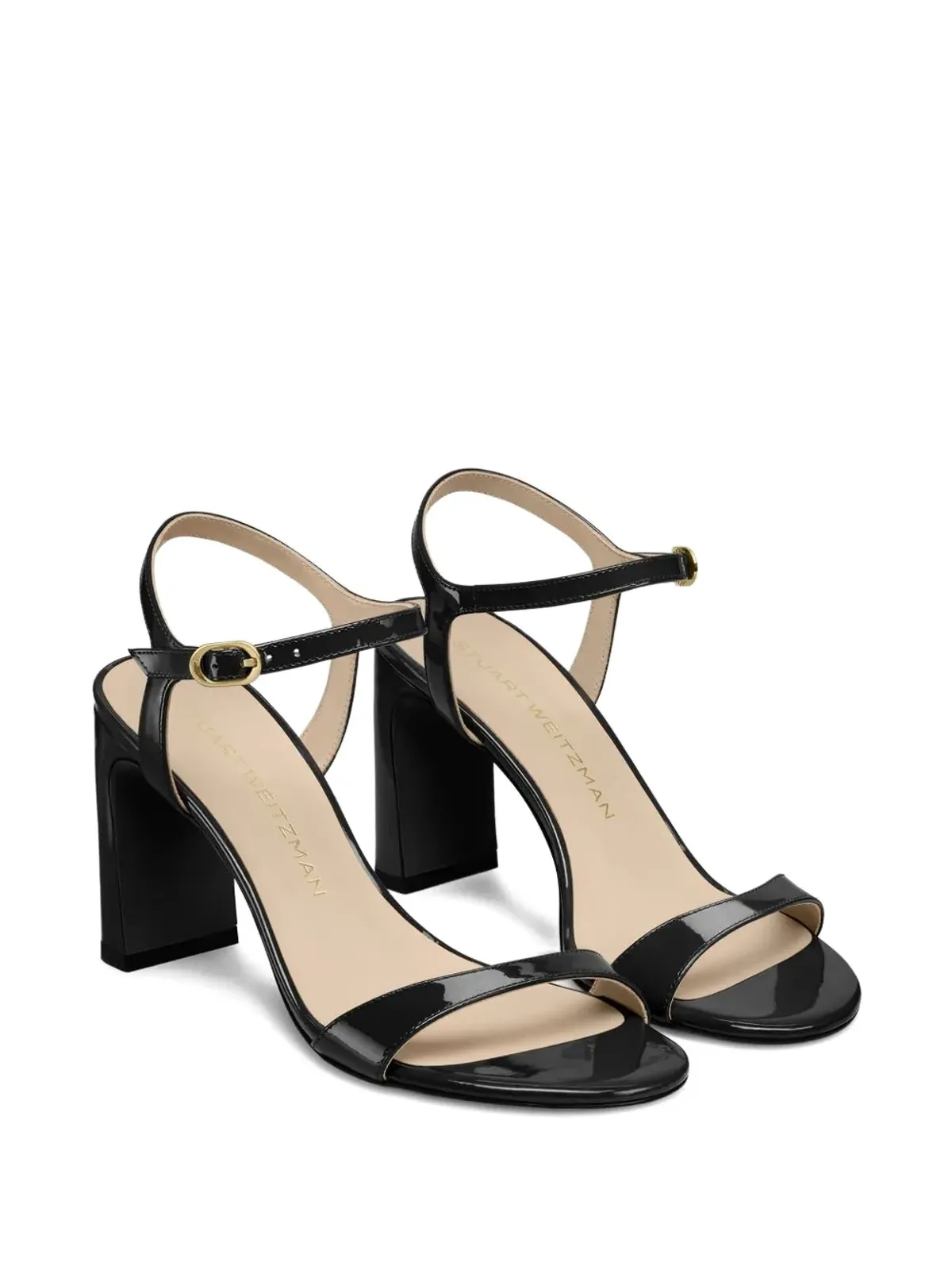 Stuart Weitzman Babetteパテントレザー アンクルストラップ サンダル - Black - 画像2
