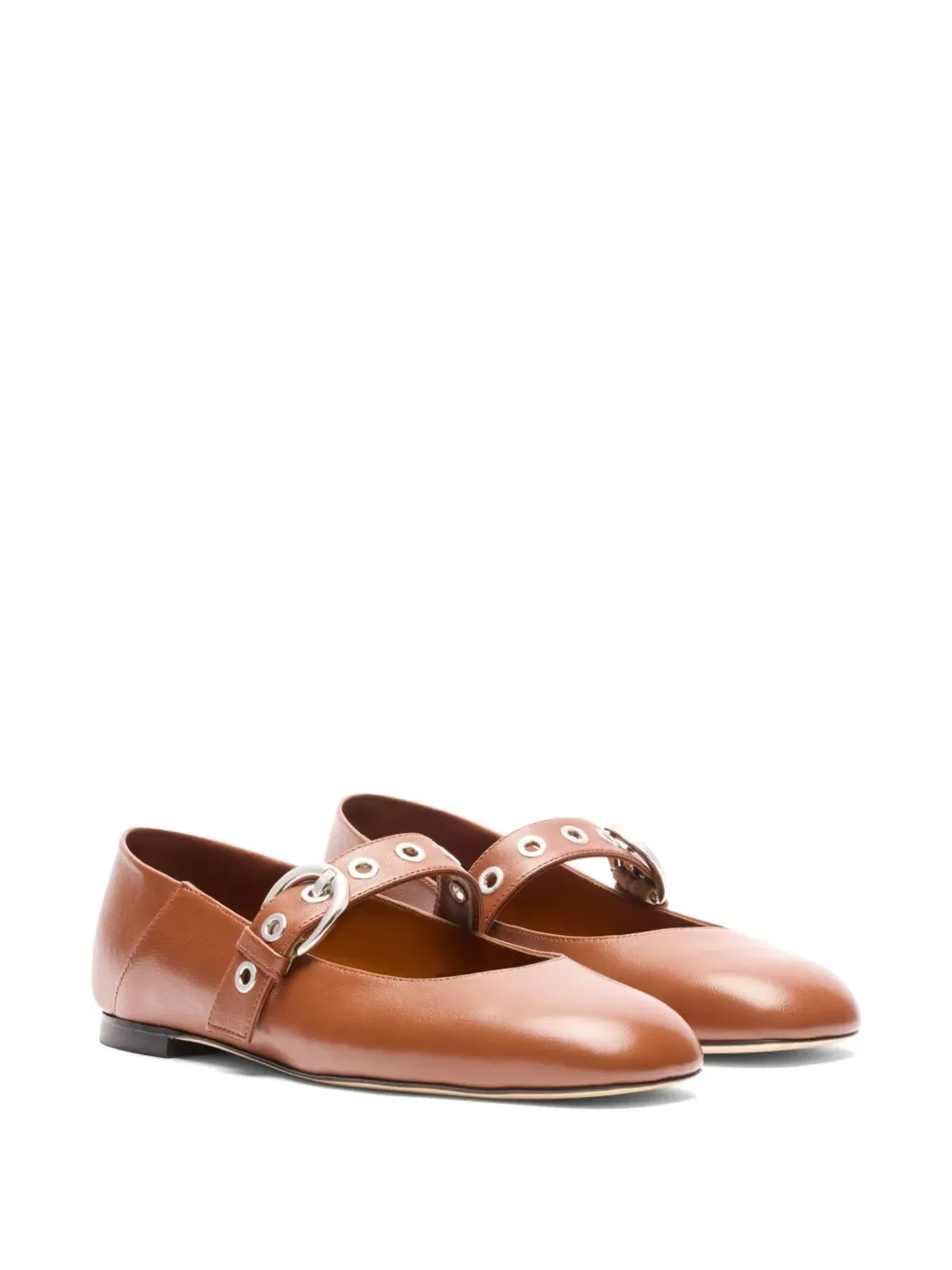 Stuart Weitzman Supermoto Mary Jane バックルディテール バレエフラット - Brown - 画像2