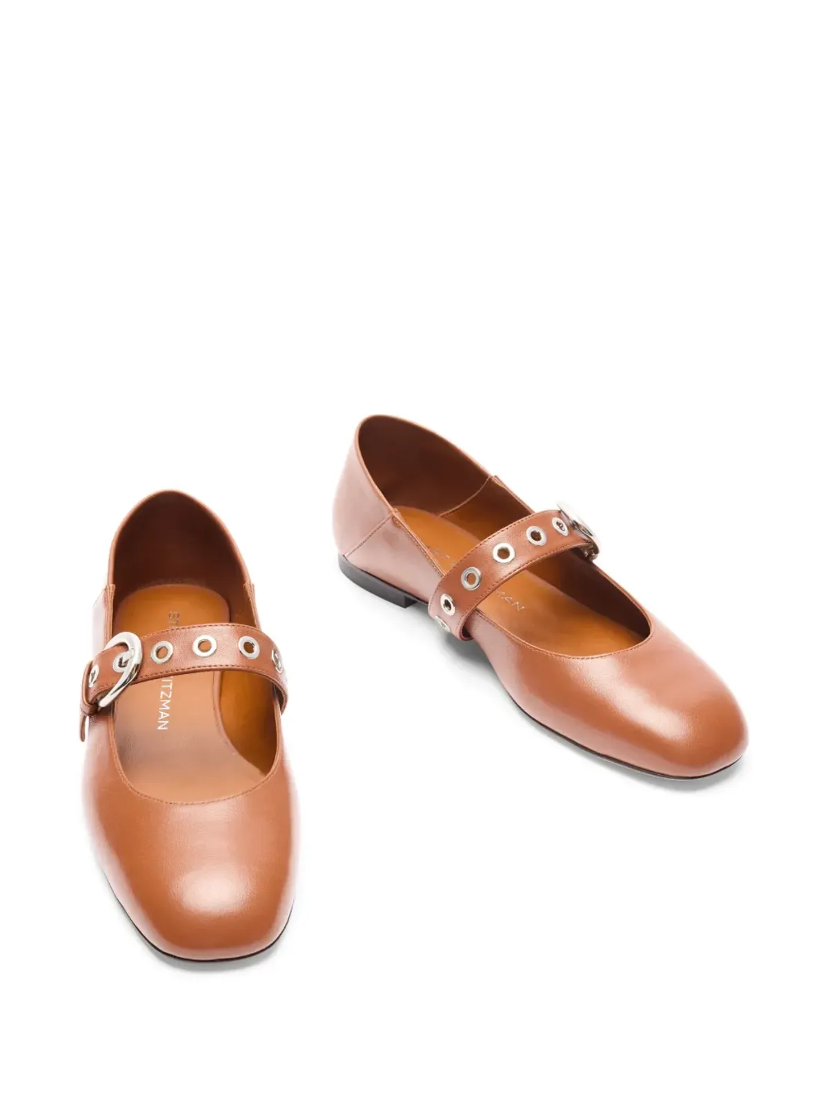 Stuart Weitzman Supermoto Mary Jane バックルディテール バレエフラット - Brown - 画像3