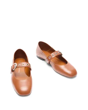 Stuart Weitzman Supermoto Mary Jane バックルディテール バレエフラット - Brown - サムネイル3