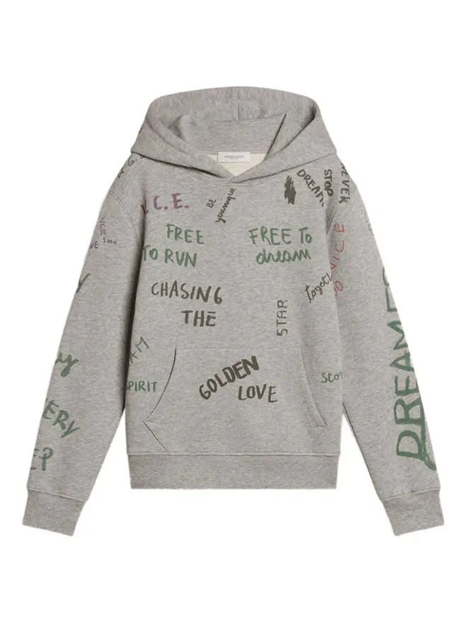 Golden Goose Kids Golden Goose Kids プリント入りフリースフーディー - グレーの商品画像