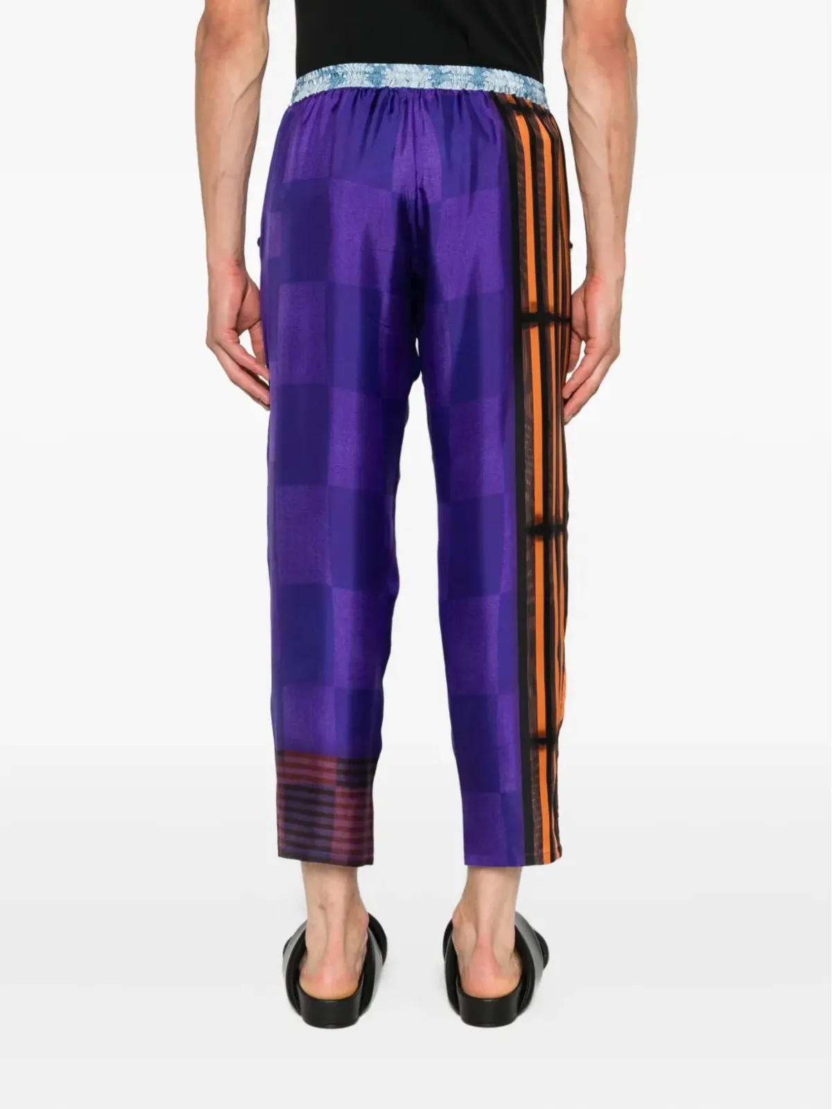 Pierre-Louis Mascia ストライプチェック柄シルクパンツ - 画像4