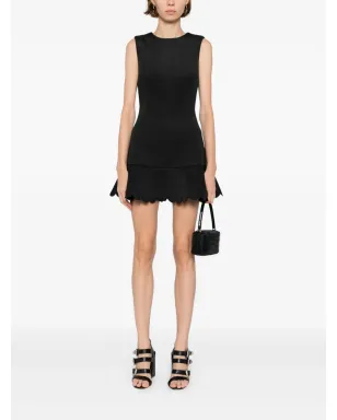Cynthia Rowley スカラップフラウンスドレス ブラック - サムネイル2