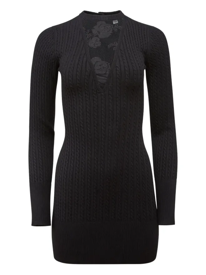 fleur du mal Fleur Du Mal クイン ケーブルニット レースインセット ドレスの商品画像